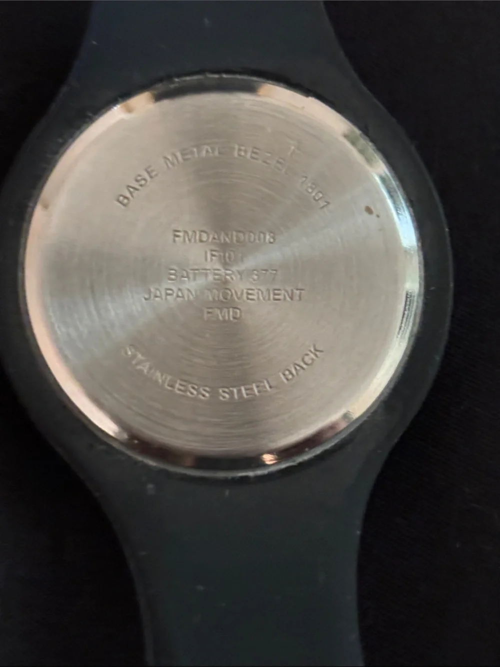 Women’s Black Silicone Strap Watch with White Pearlescent Dial